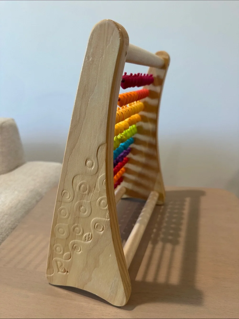 B. toys Wooden Abacus, Two-Ty Fruity Counting Toy